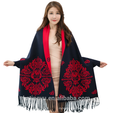 2017 Moda Inverno Floral Jacquard Pashmina Poncho Xaile De Inverno Grosso Pashmina Envoltório Com Mangas